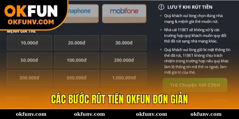 Các bước rút tiền OKFUN đơn giản và hiệu quả