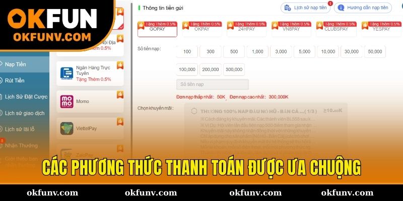 Cách nạp tiền OKFUN được ưa chuộng nhất hiện nay